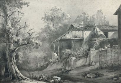Jean-Jacques de BOISSIEU (1736-1810) La petite ferme
Plume et encre noire et grise,...