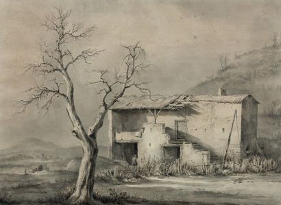 Jean-Jacques de BOISSIEU (1736-1810) Paysage à la chaumière
Plume et encre de chine...