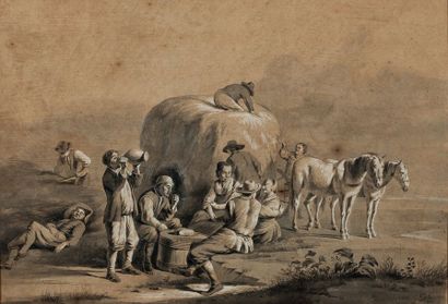 Jean-Jacques de BOISSIEU (1736-1810) Les faucheurs d'après
Adriaen van de Velde Plume...