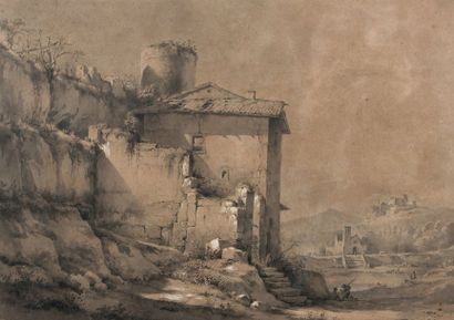 Jean-Jacques de BOISSIEU (1736-1810) Vue prise à Dargoire en lyonnais
Plume et encre...