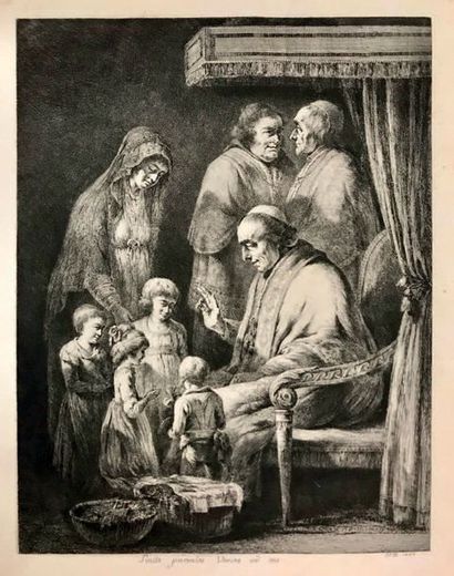 Jean-Jacques de BOISSIEU (1736-1810) Le Pape Pie VII bénissant des enfants pendant...