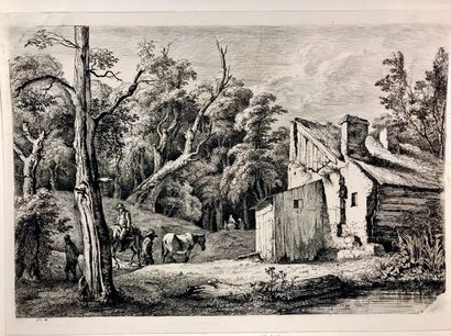 Jean-Jacques de BOISSIEU (1736-1810) Entrée de Forêt en Brie, avec masure à droite

Entrée...