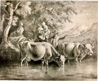 Jean-Jacques de BOISSIEU (1736-1810) La grande Forêt

Grand Paysage avec bouvier,...