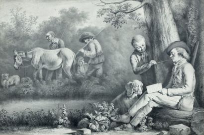 Jean-Jacques de BOISSIEU (1736-1810) Jean Louis Marie de Boissieu chatouillant son...