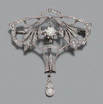 Broche - pendentif Diamants de taille ancienne,...