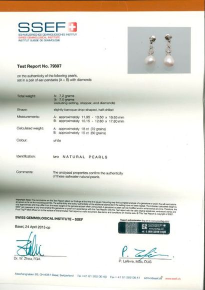 null Perles fines
Paire de pendants d'oreilles, or gris 18k (750) et platine (950)...