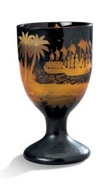 null Superbe et épais verre calice, décoré sur le thème de la Campagne d'Egypte.
Superb...