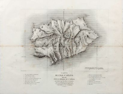 null Carte de l'île de Sainte-Hélène*. 1823.
Map of St. Helena Island, 1823.
Lithographie...