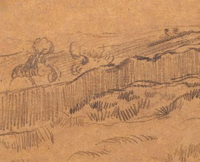 Vincent VAN GOGH (1853-1890) Champ de blé fermé par un mur - coin de la clôture derrière...