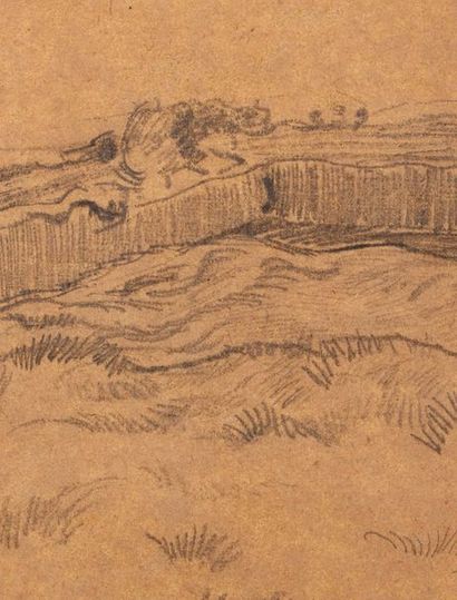 Vincent VAN GOGH (1853-1890) Champ de blé fermé par un mur - coin de la clôture derrière...