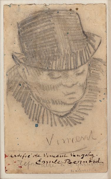 Vincent VAN GOGH (1853-1890) Tête d'homme au chapeau, circa 1886-1887

Crayon de...