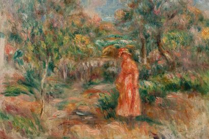 Pierre-Auguste RENOIR (1841-1919) Femme en rose dans un paysage à Cagnes

Huile sur...