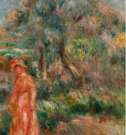 Pierre-Auguste RENOIR (1841-1919) Femme en rose dans un paysage à Cagnes

Huile sur...
