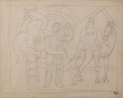 Fernand LÉGER (1881-1955) Etude pour les Acrobates, le cirque, 1948

Mine de plomb...