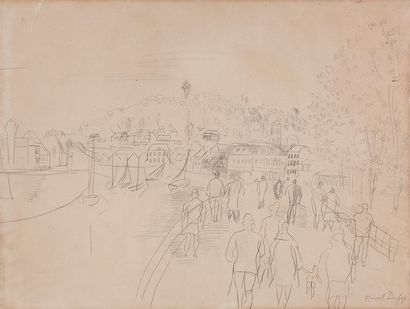 Raoul DUFY (1877-1953) Promenade sur les quais à Trouville

Crayon sur papier, signé...