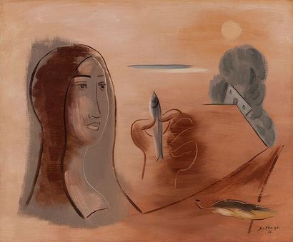 Leopold SURVAGE (1879-1968) Femme au poisson, Tossa, Espagne, 1930

Huile sur toile,...