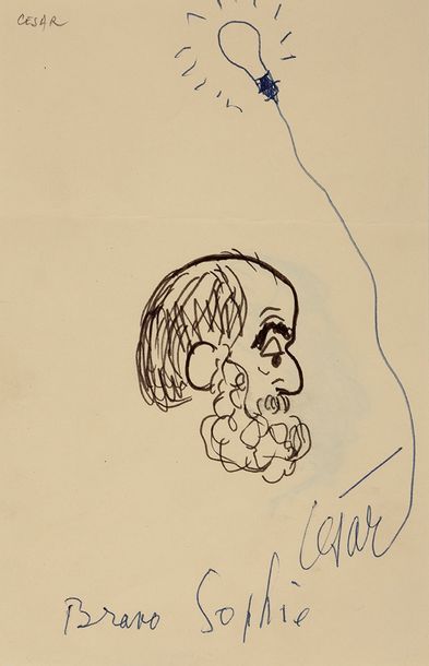 César BALDACCINI, dit CÉSAR (1921-1998) Portrait

Stylo à bille et encre brune sur...