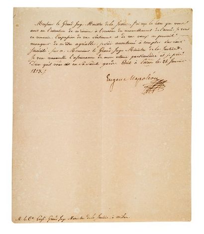 EUGÈNE DE BEAUHARNAIS (1781-1824) fils de l'Impératrice Joséphine, Vice-Roi d'Italie.

L.S....