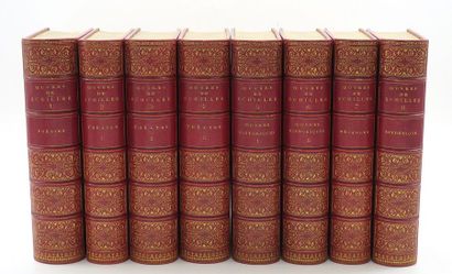 [SCHILLER] Oeuvres. Paris, Hachette & Cie, 1859. 8 vol. in-8; maroquin rouge, triple...
