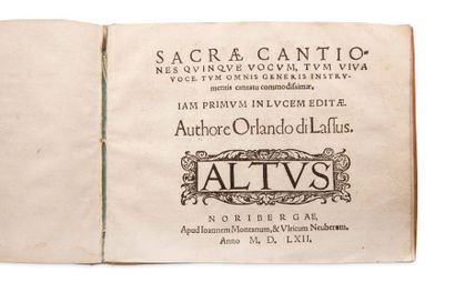 LASSUS (Roland de). 1532-1594. Sacrae Cantiones quinque vocum, tum viva voce, tum...