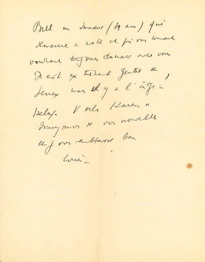 CELINE (Louis-Ferdinand Destouches dit). 1894-1961. Ecrivain. L.A.S. à Karen-Marie...