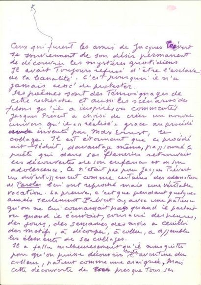 SOUPAULT (Philippe). 1897-1990. Ecrivain surréaliste. Manuscrit aut. S.l.n.d. 2 pp....
