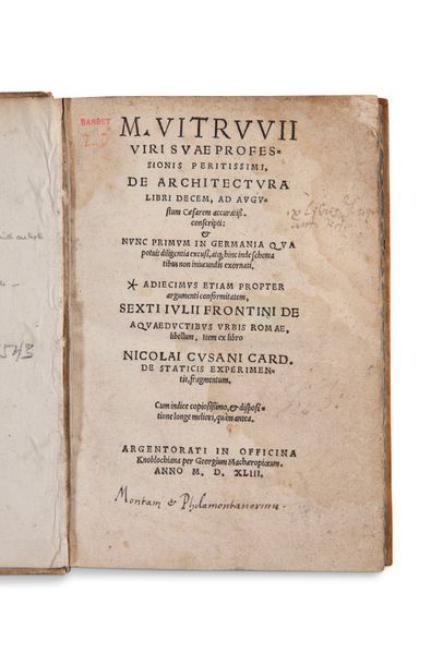 VITRUVE (M. Vitruvius Pollio). M. Vitruvii viri suae professionis peritissimi, de...