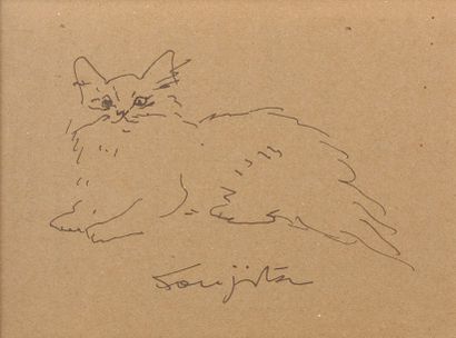 Tsuguharu FOUJITA (1886-1968) Chat, 1953

Encre sur papier, signée au centre
9.5...