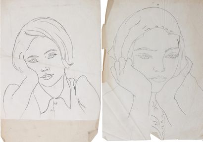 Alix AYMÉ (1894-1989) Jeunes filles accoudées

Deux dessins à l'encre et crayon sur...