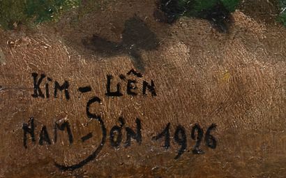 NGUYEN NAM SON (1890-1973) Le vieux du village de Kim Liên, 1926

Huile sur toile,...