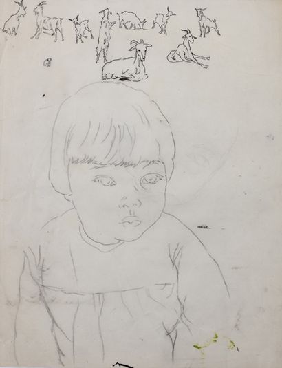 Alix AYMÉ (1894-1989) Jeune enfant et etude de chèvre

Encre et crayon sur papier,...