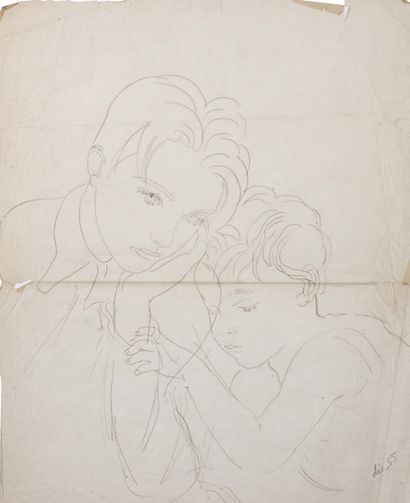 Alix AYMÉ (1894-1989) Deux jeunes enfants, décembre 1955

Encre sur papier calque
47...