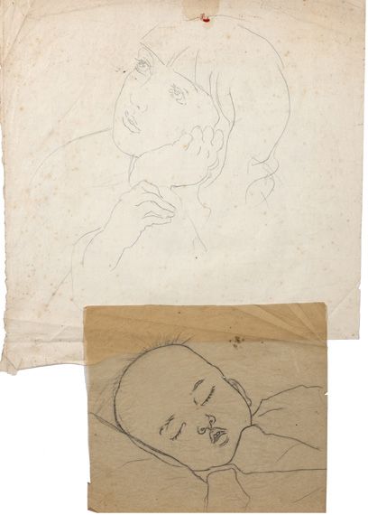 Alix AYMÉ (1894-1989) Portraits d'enfants

Deux dessins à l'encre et crayon sur papier
31...