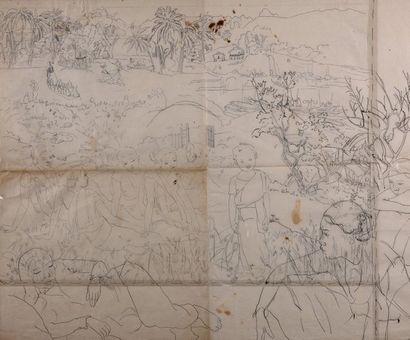 Alix AYMÉ (1894-1989) Personnages dans un paysage

Encre sur papier calque
59 x 71...