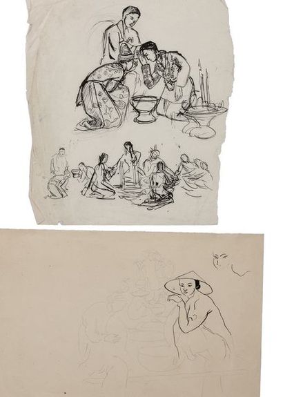 Alix AYMÉ (1894-1989) Etude de personnages

Un dessin à l'encre et un dessin au crayon...