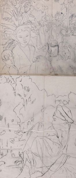 Alix AYMÉ (1894-1989) Scènes de village

Deux dessins à l'encre sur papier calque
34.5...