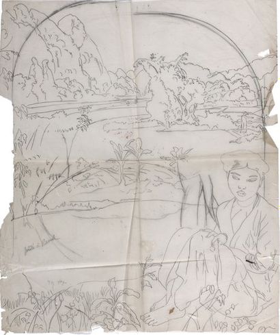 Alix AYMÉ (1894-1989) Femmes dans un paysage

Encre et crayon sur papier calque
54.5...