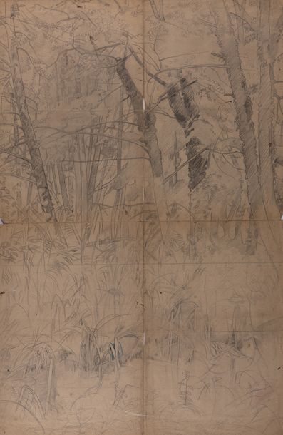 Alix AYMÉ (1894-1989) Sous-bois

Crayon et encre sur papier
99 x 64.5 cm - 39 x 25...