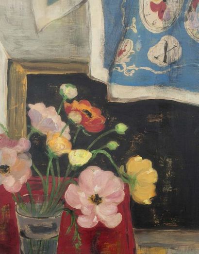 Le Pho (1907-2001) Fleurs de pavots et foulard

Encre et couleurs sur soie, signée...