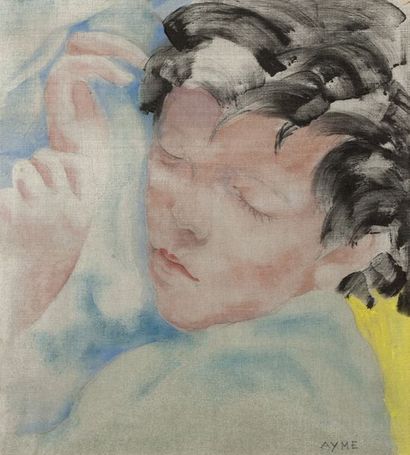 Alix AYMÉ (1894-1989) Portrait de jeune garçon

Encre et couleurs sur soie, signée...