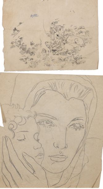 Alix AYMÉ (1894-1989) Biche et faon et Mère et enfant

Deux dessins à l'encre sur...