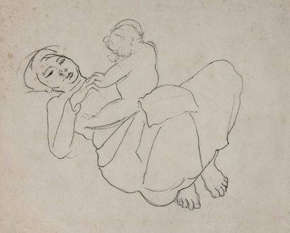 Alix AYMÉ (1894-1989) Femme et enfant

Encre et crayon sur papier
28 x 39 cm - 11...