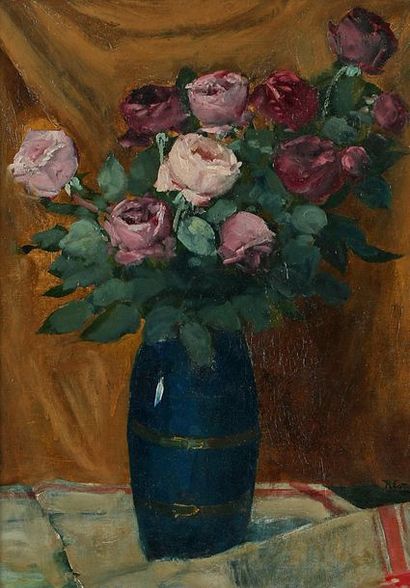 NICOLAS NIKOLAIÉVITCH SAPOUNOV (1880-1920) Bouquet de roses
Huile sur toile
Signée...