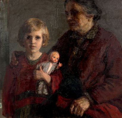 VICTOR ALEXANDROVITCH TSVETKOV (1920) Grand-mère et sa petite-fille, 1971
Huile sur...