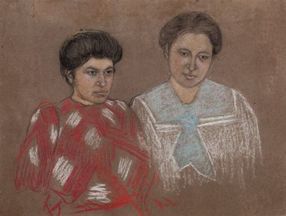VLADIMIR DAVIDOVITCH BARANOV-ROSSINÉ (1888-1944) Portrait de deux femmes ukrainiennes
Graphite...