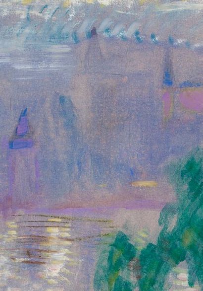 VLADIMIR DAVIDOVITCH BARANOV-ROSSINÉ (1888-1944) Eloge à Turner (Les bords de l’eau)
Aquarelle...