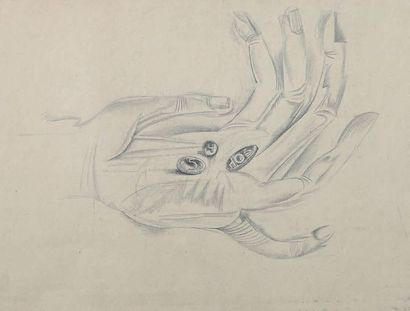 ALEXANDRE LÉONOV (1937) La main aux poinçons
Mine de plomb sur papier
Signée en cyrillique...