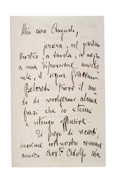 ANNUNZIO GABRIELE D'(1863-1938) Lettre autographe signée adressée à Augusto SINDICI...