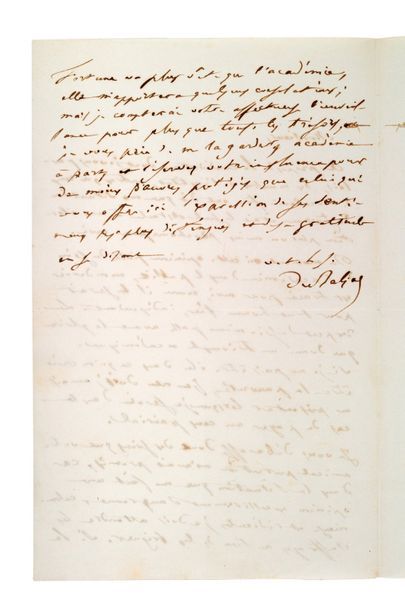 BALZAC Honoré de (1799-1850) Lettre autographe signée adressée à [Emmanuel DUPATY]...