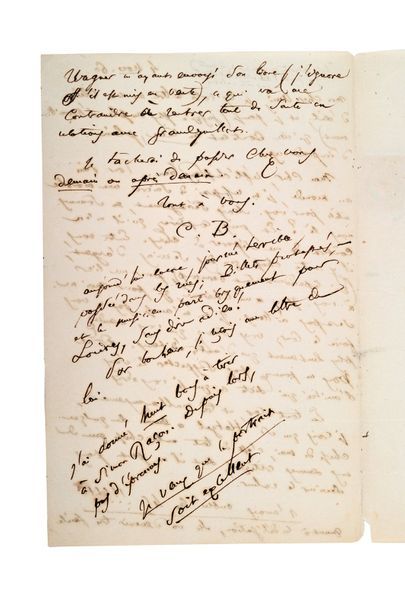 BAUDELAIRE Charles (1821-1867) Lettre autographe signée et monogrammée à l'éditeur...